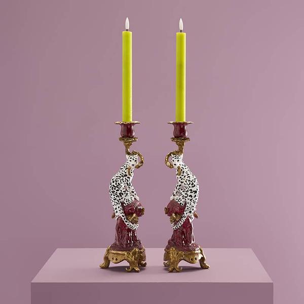 Candelabro Leopardo, Pintado a Mano