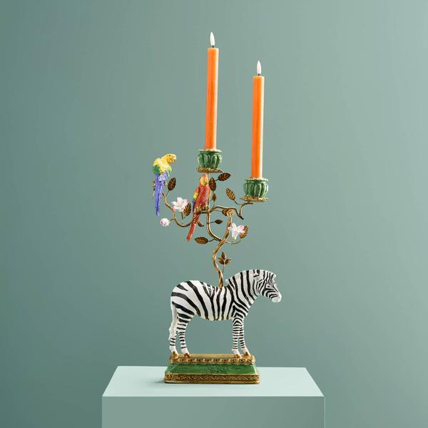 Candelabro Cebra, Pintado a Mano