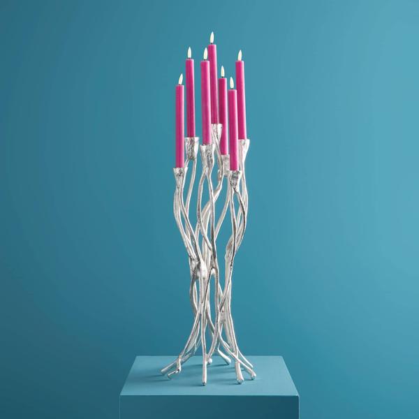Candelabro Roots, plata, aluminio, hecho a mano