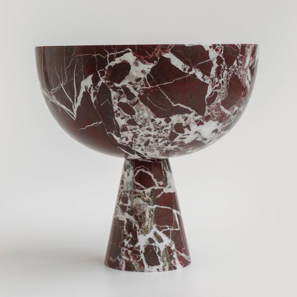 Cuenco Pedestal De Mármol Rosso Levanto Xl