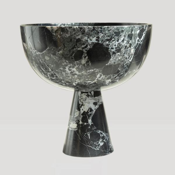 Bol con pedestal de mármol Levanto verde y negro XL