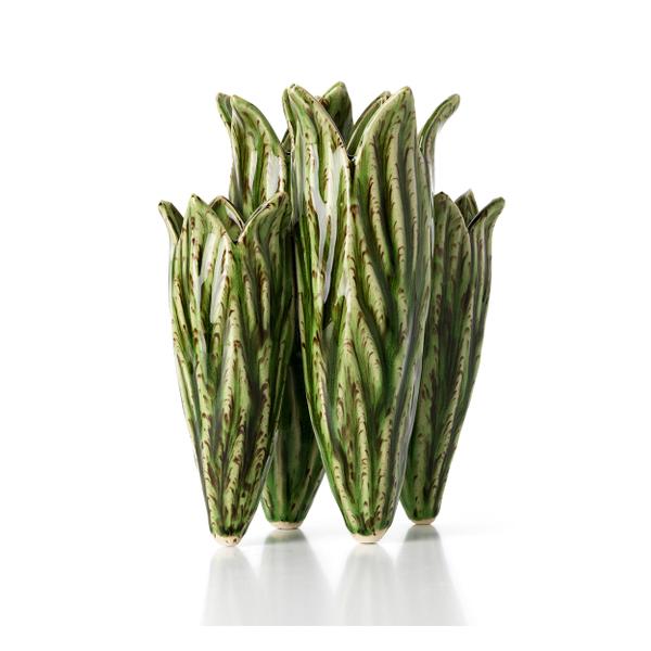 El jarrón de hoja de tulipán - Verde bosque